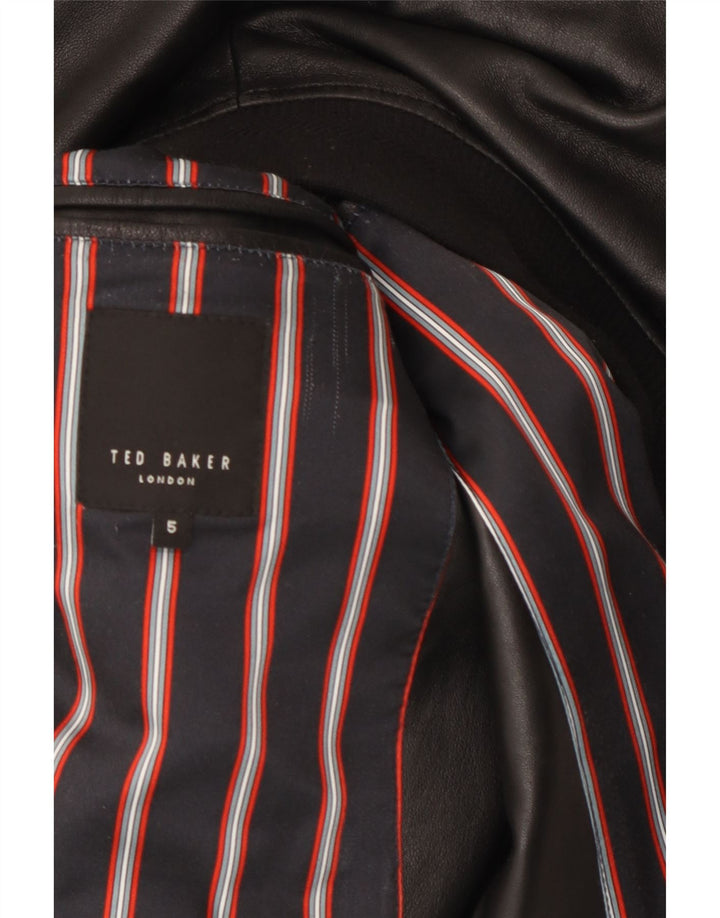 Ted Baker Veste en cuir pour homme Taille 5 Grand Noir
