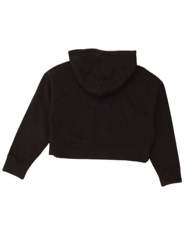 Zara Pull à capuche court pour femme UK 12 en coton noir moyen
