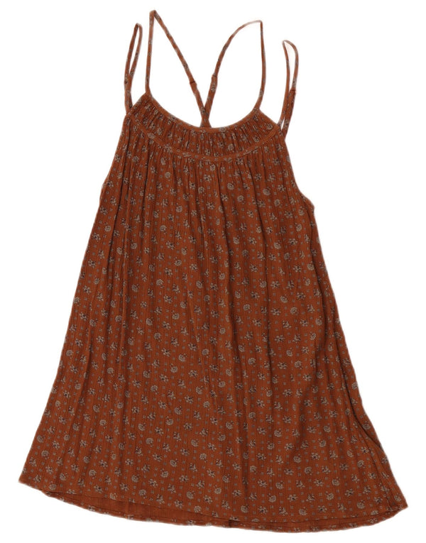 Fat Face Robe Licou Femme UK 6 XS Marron Floral Viscose