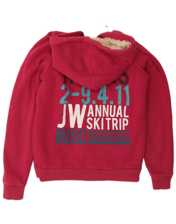 Jack Wills Pull à capuche zippé surdimensionné graphique pour femme UK 10 Petit Rose