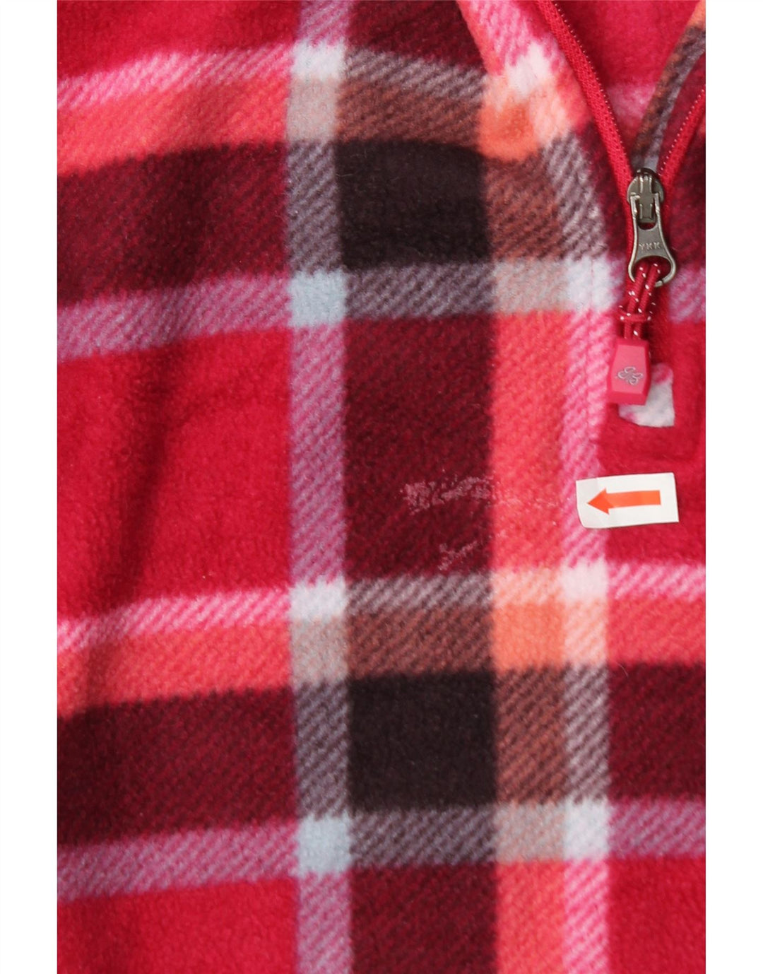 EDDIE BAUER Womens Zip Neck Fleece Jumper UK 16 Large Red Plaid Polyester Vintage Eddie Bauer and Second-Hand Eddie Bauer from Messina Hembry 