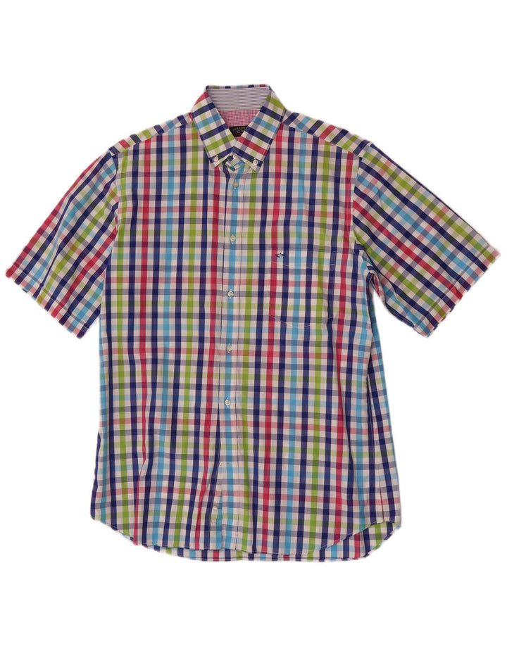 Paul & Shark Chemise à manches courtes pour homme Taille 41 Grand Vichy multicolore