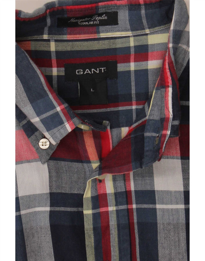 Gant Chemise Regular Fit Homme Bleu Marine à Carreaux