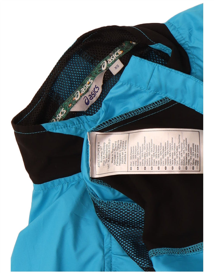 Asics Veste de survêtement pour femme UK 6 XS Bleu Colorblock Polyester