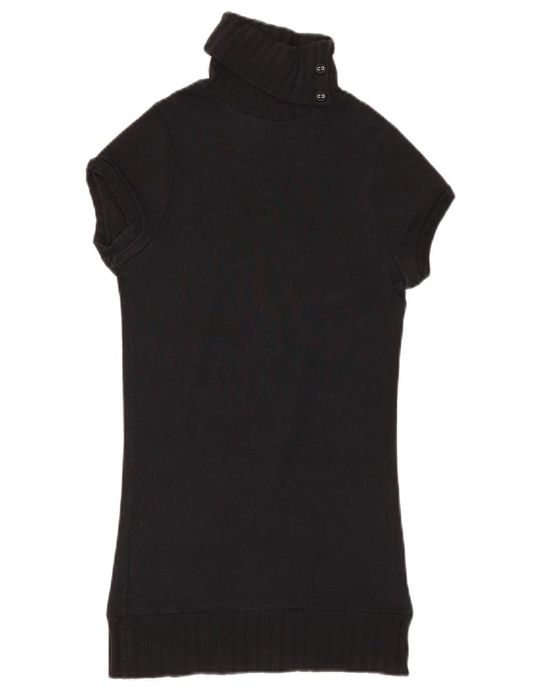 Zara Pull à manches courtes et col boutonné pour femme UK 8 Small Noir