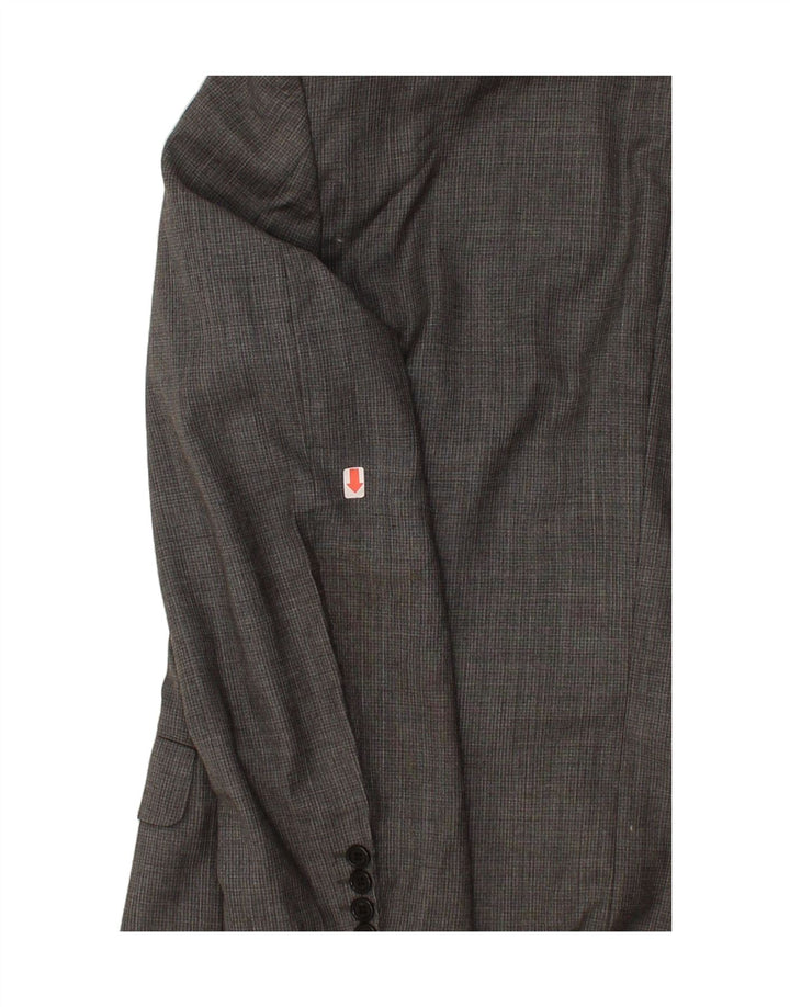 JAEGER Mens 3 Button Blazer Jacket IT 54 2XL Grey Check Virgin Wool Vintage Jaeger and Second-Hand Jaeger from Messina Hembry 