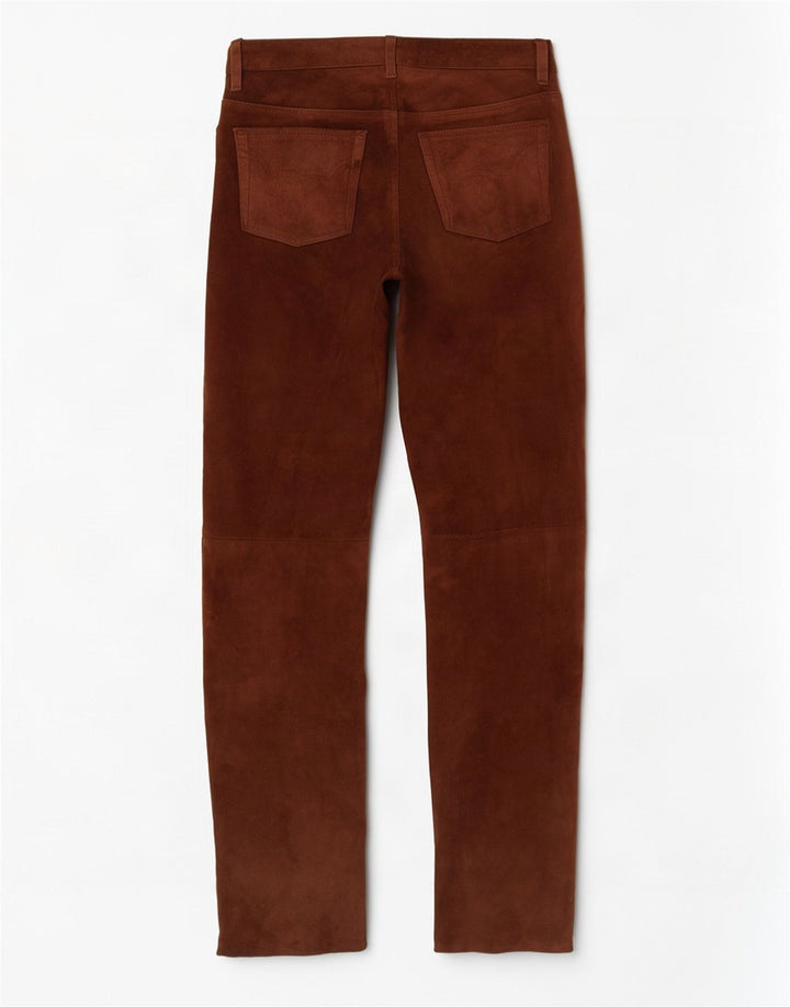 Pantera Pantalon Droit Homme En Daim W31 L33 Cuir Marron