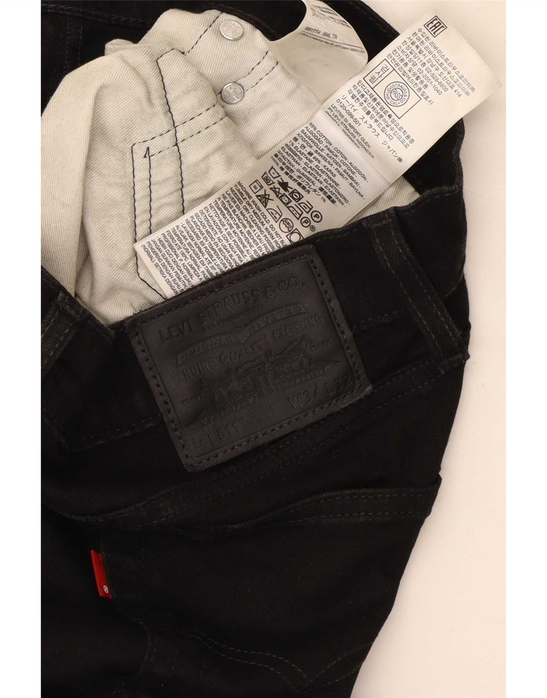 Levi's Mens 511 Slim Jeans W34 L32 Noir Coton