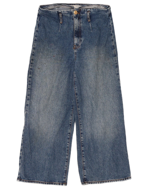 Zara Jean court à jambe large pour femme EU 40 Medium W30 L23 Bleu