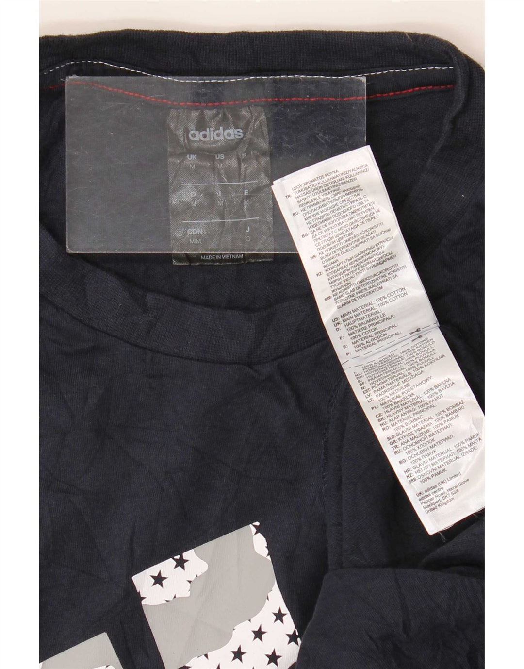 Adidas T-Shirt Graphique Homme Bleu Marine Moyen Coton