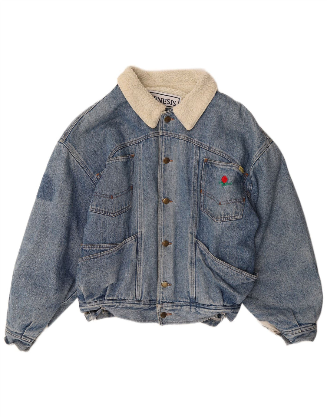 Veste en Jean Sherpa Vintage Homme Bleu Moyen