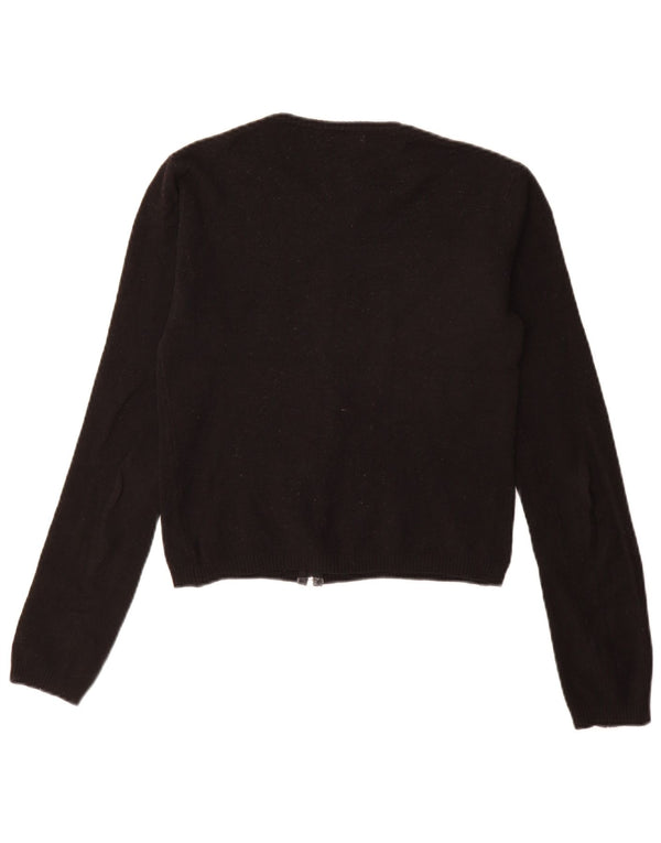 Benetton Pull Cardigan Zippé pour Femme UK 10 Petit Acrylique Noir