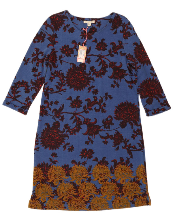 WHITE STUFF Robe fourreau à manches 3/4 pour femme UK 12 Bleu moyen floral