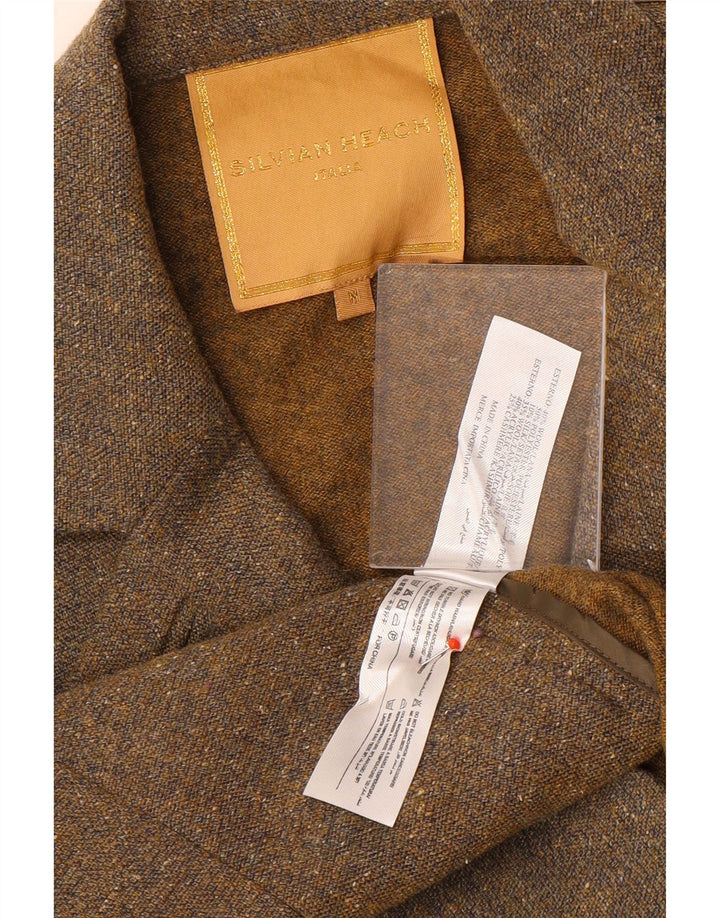 Silvian Heach Veste blazer en tricot pour femme UK 12 Marron moyen Colourblock