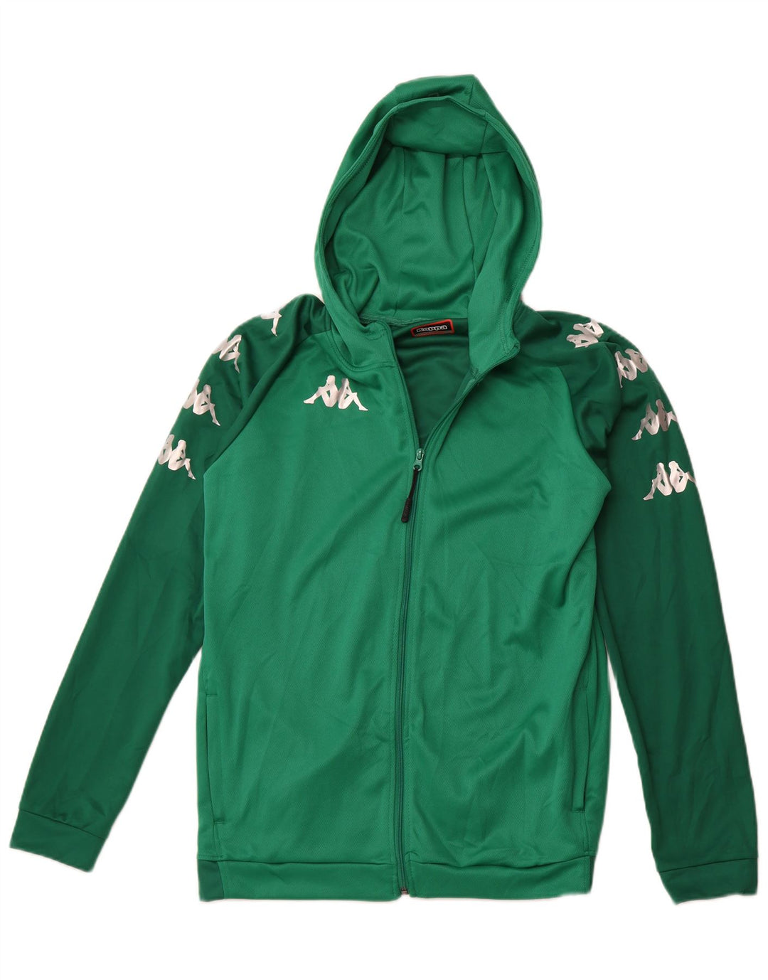 Kappa Pull à capuche zippé graphique pour homme XL Vert Colorblock Polyester