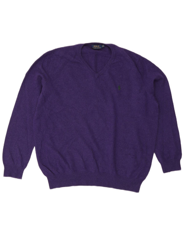 Polo Ralph Lauren Pull à col en V pour homme 2XL Violet Laine