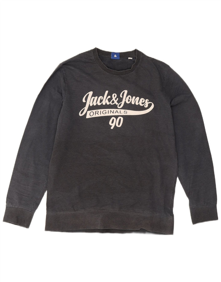 Jack & Jones Sweat-shirt graphique pour hommes, grand, gris, coton