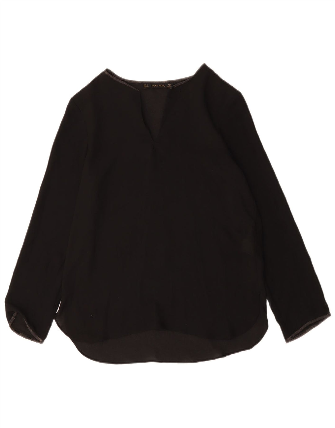 Zara Femme Top Manches Longues UK 10 Petit Noir Polyester