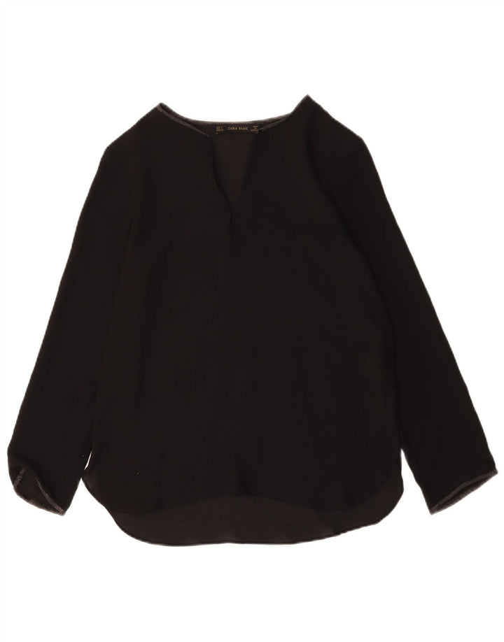 Zara Femme Top Manches Longues UK 10 Petit Noir Polyester