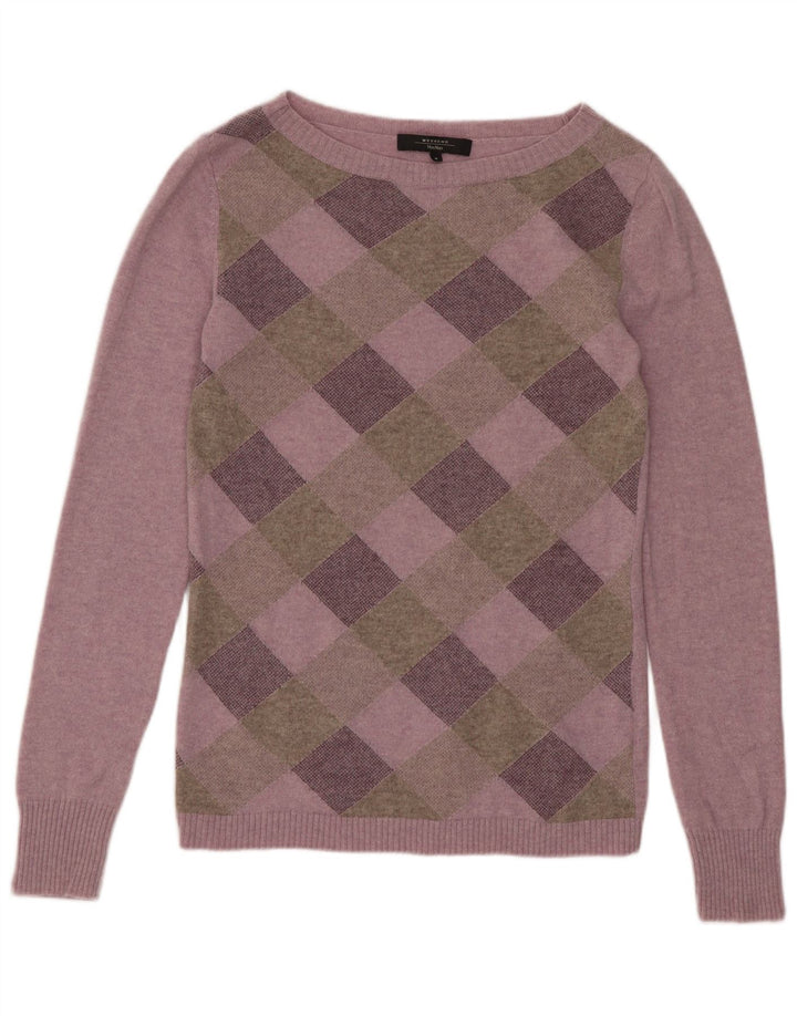 Max Mara Pull week-end à col bateau pour femme UK 12 Violet moyen à carreaux