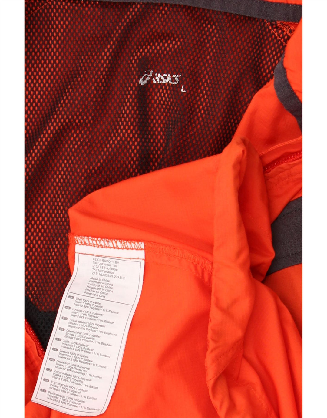 ASICS Veste de pluie pour homme UK 40 Large Orange Colourblock Polyester