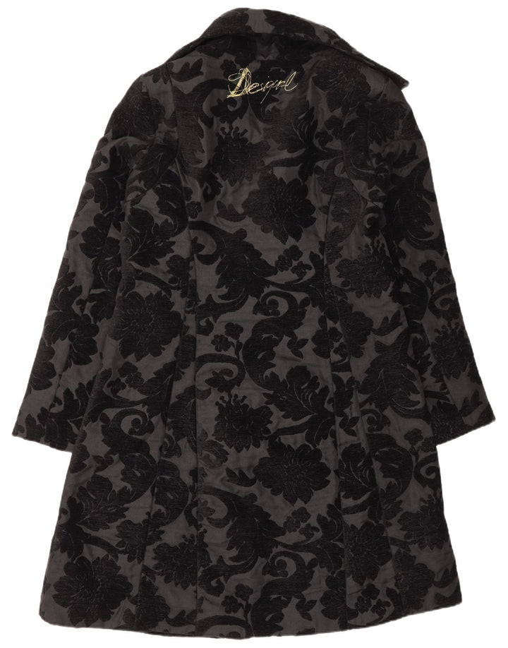 Desigual Manteau coupe classique pour femme EU 42 Grand Noir Floral Moderne