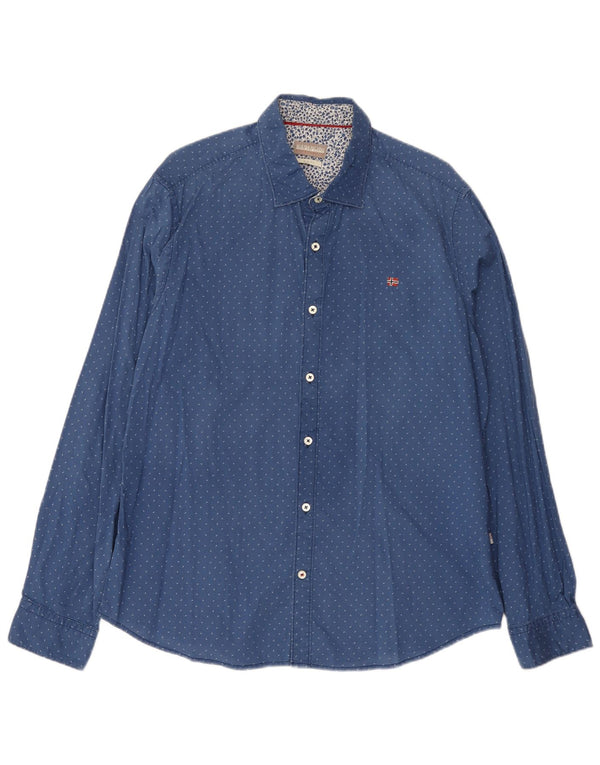 Napapijri Chemise à motif abstrait pour homme 2XL Bleu Coton