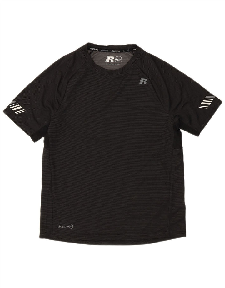 Russell Athletic T-Shirt Garçon 14-15 Ans XL Noir Rayé Polyester