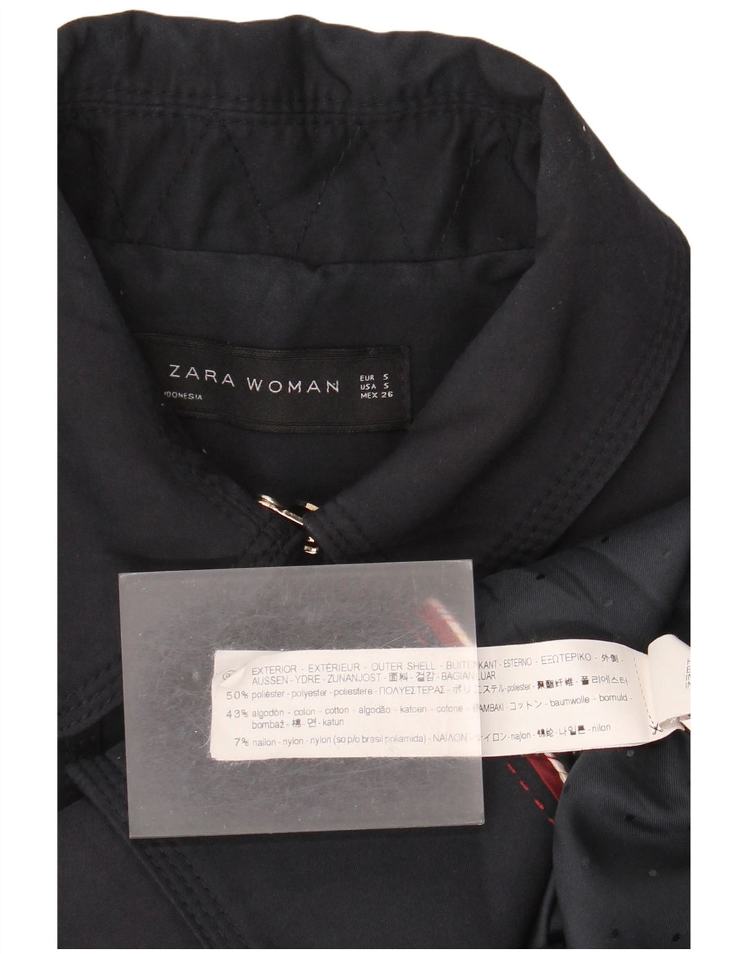Zara Womens Double Breasted Trench Coat UK 10 Small Bleu Marine Polyester