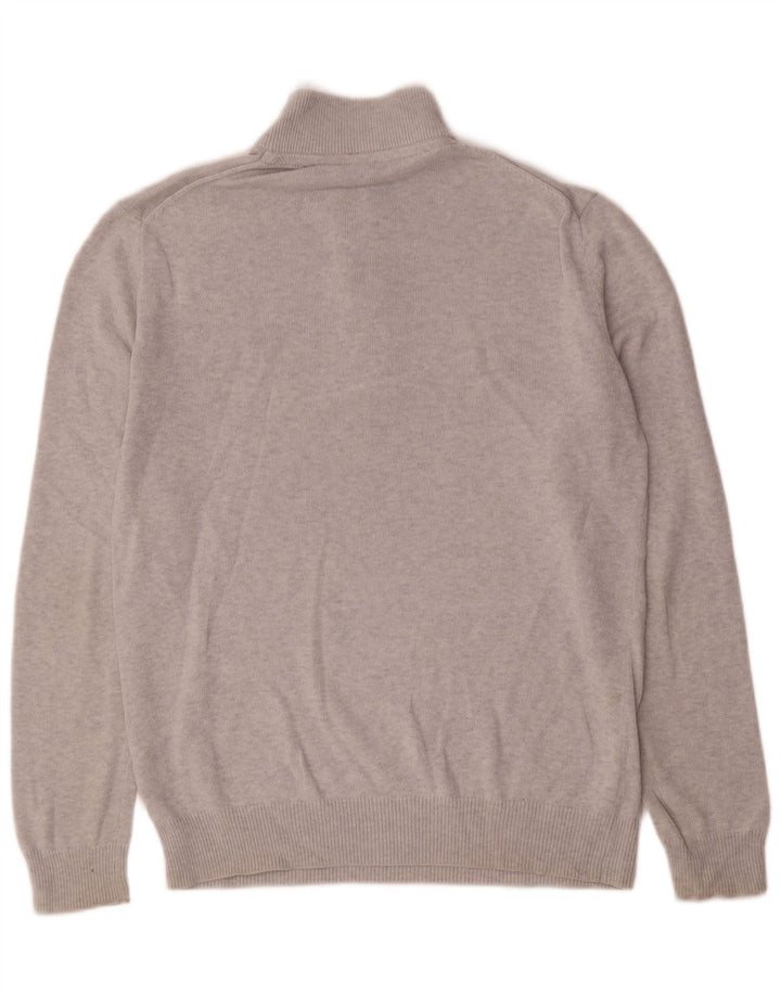 CREW CLOTHING Pull Col Zippé Homme Gris Moyen Coton