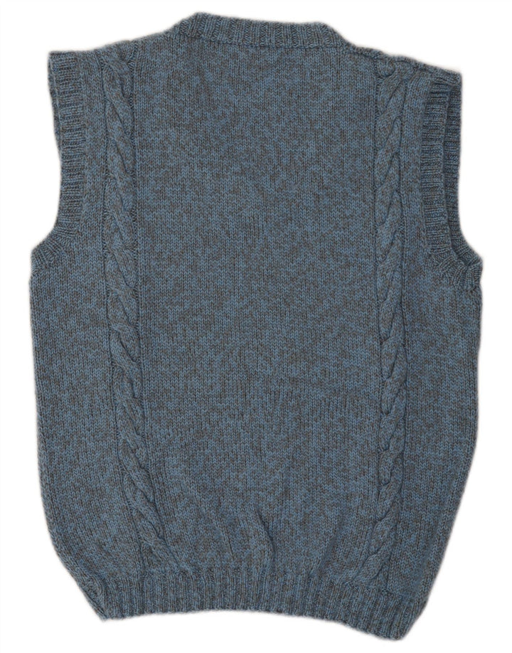 vintage Mens Vest Débardeur Bleu Moyen Moucheté