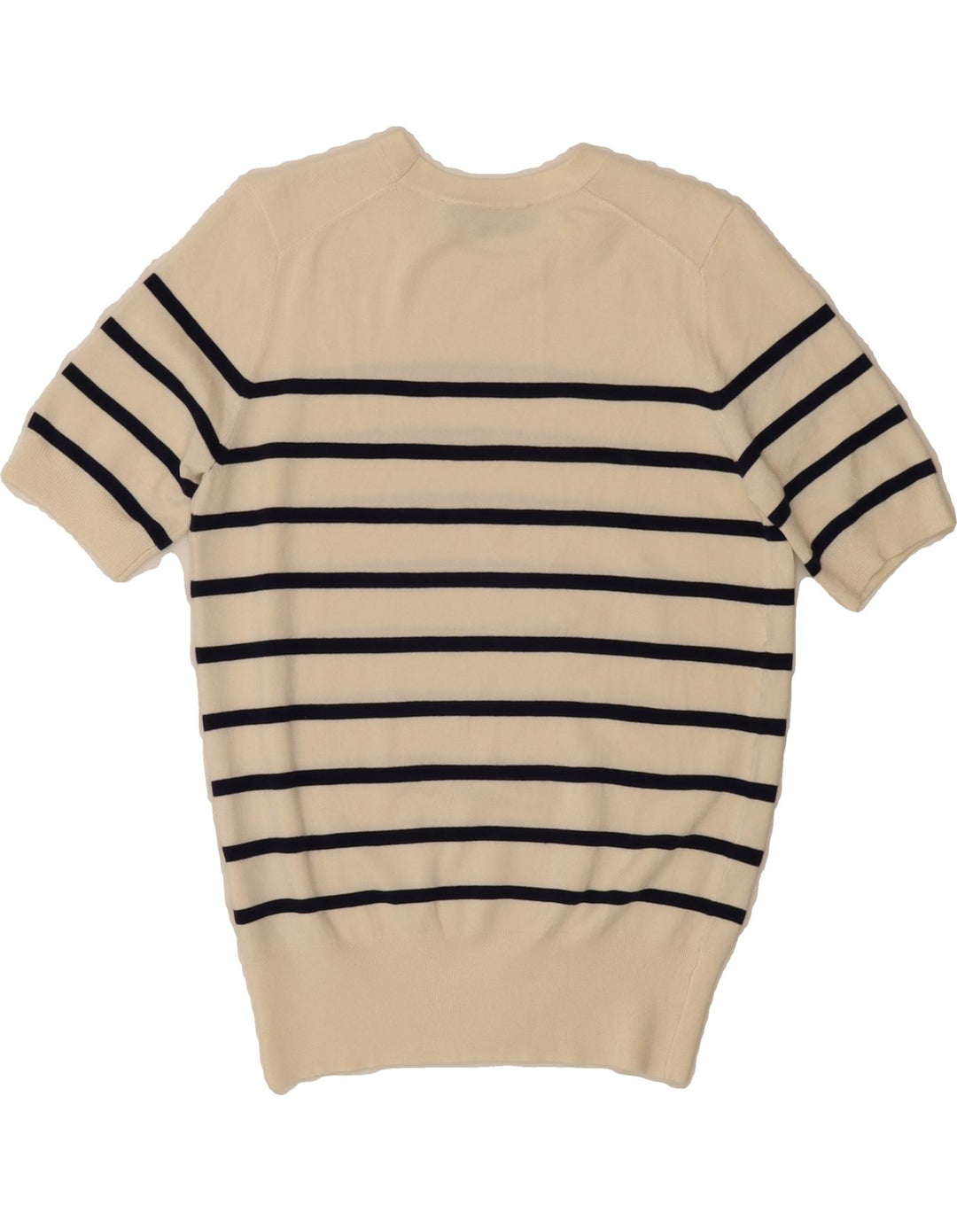 ZARA Womens Crew Neck Jumper Sweater UK 12 Medium Off White Striped Vintage Zara and Second-Hand Zara from Messina Hembry 