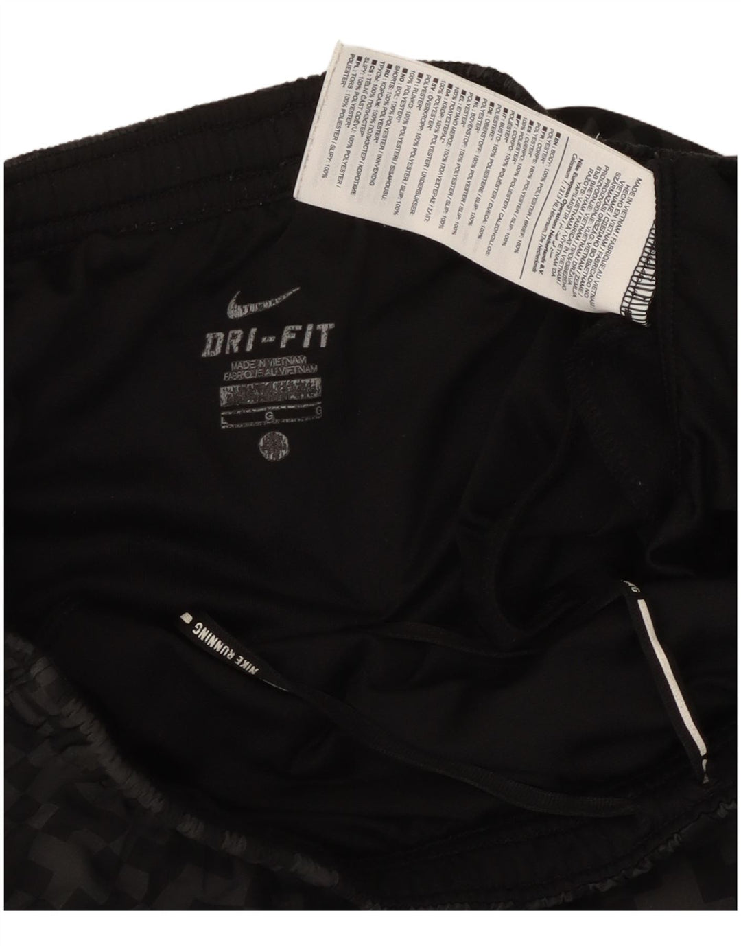 Short de sport Nike Dri Fit pour hommes, grand, noir, géométrique, en polyester