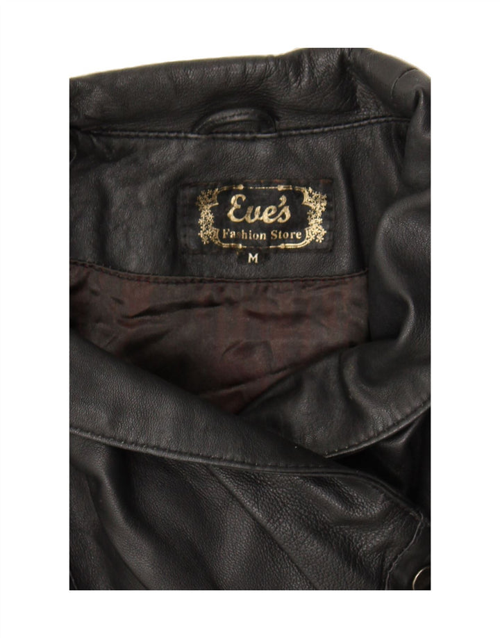 VINTAGE Womens Oversized Leather Coat UK 14 Medium Black Leather Vintage Vintage and Second-Hand Vintage from Messina Hembry 