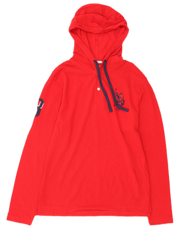 U.S. Polo Assn. Haut à capuche graphique à manches longues pour homme, coupe personnalisée, grand rouge