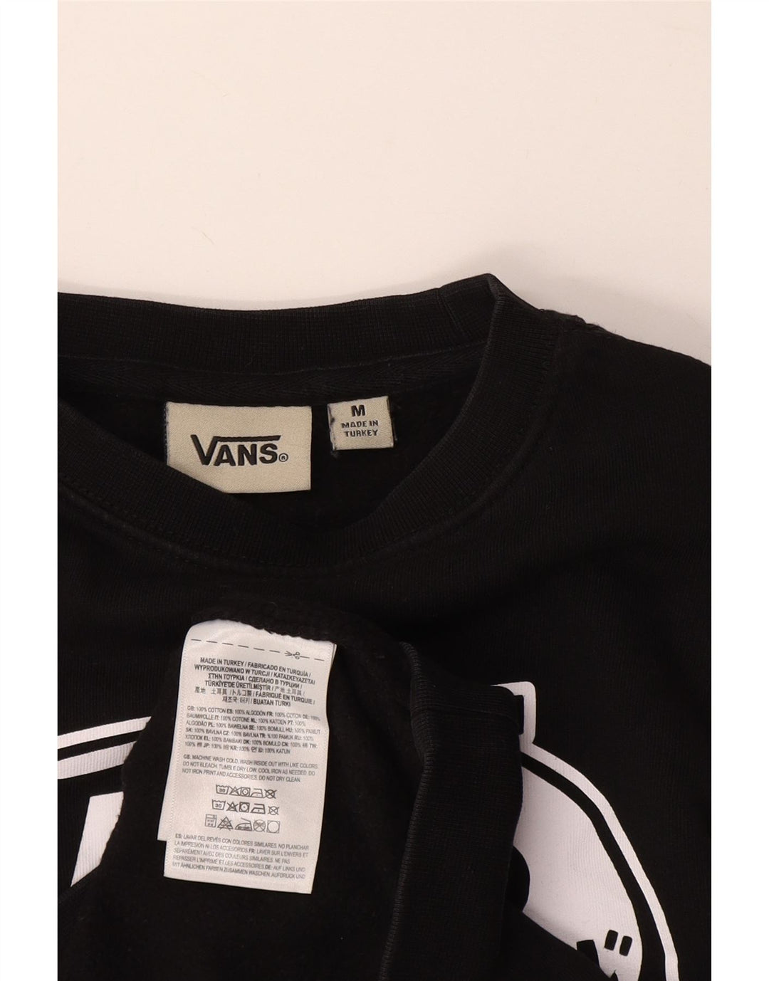 VANS Sweat-shirt graphique pour femme UK 14 en coton noir moyen