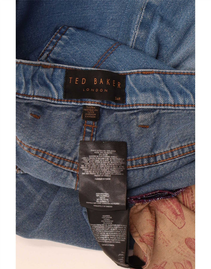 Ted Baker Jean Droit Homme W34 L32 Bleu Polyester