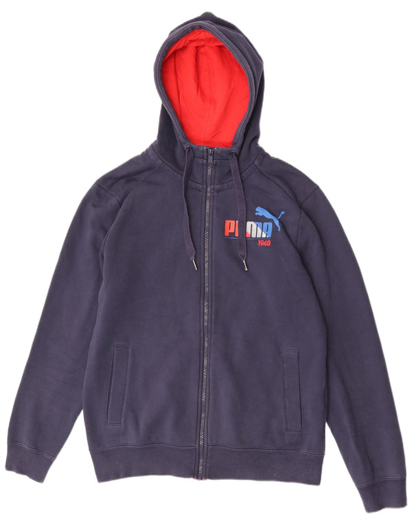 Puma Sweat à Capuche Zippé Graphic Regular Fit Homme Bleu Marine Moyen Coton