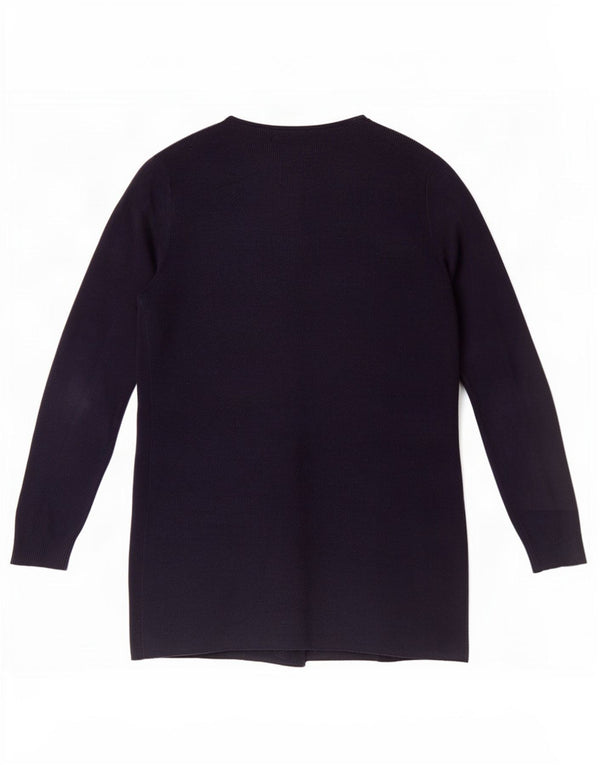 Marks & Spencer Pull Cardigan Ouvert pour Femme UK 10 Petit Acrylique Bleu Marine
