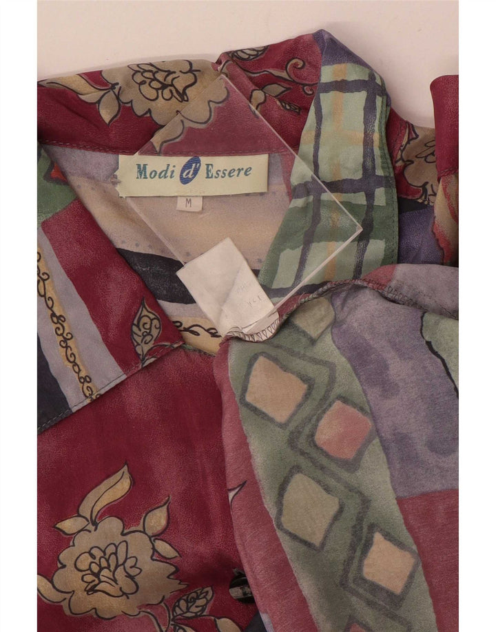 vintage Femme Chemise à manches courtes Blouse UK 14 Moyen Multicolore