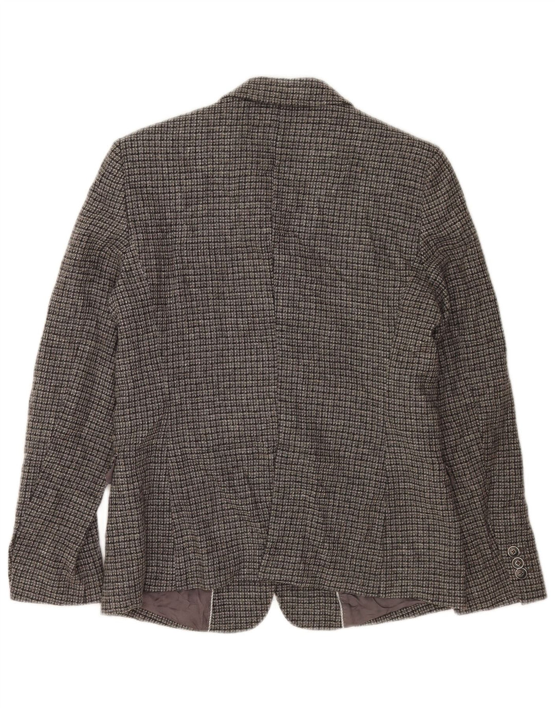 Massimo Dutti Veste Blazer 2 Boutons Femme EU 42 Grand Gris Carreaux Viscose