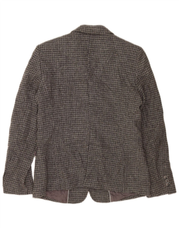 Massimo Dutti Veste Blazer 2 Boutons Femme EU 42 Grand Gris Carreaux Viscose