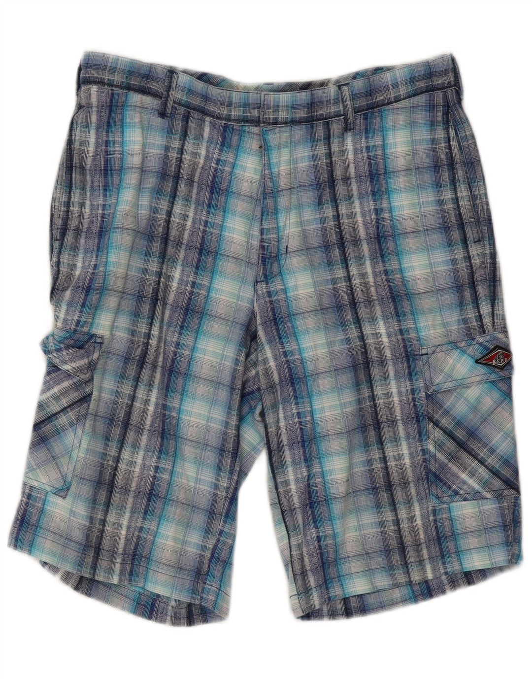 Bear Short Cargo Homme W32 Coton Bleu Moyen à Carreaux