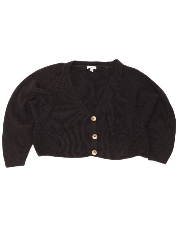 Topshop Cardigan court surdimensionné pour femme UK 10 Petit coton noir