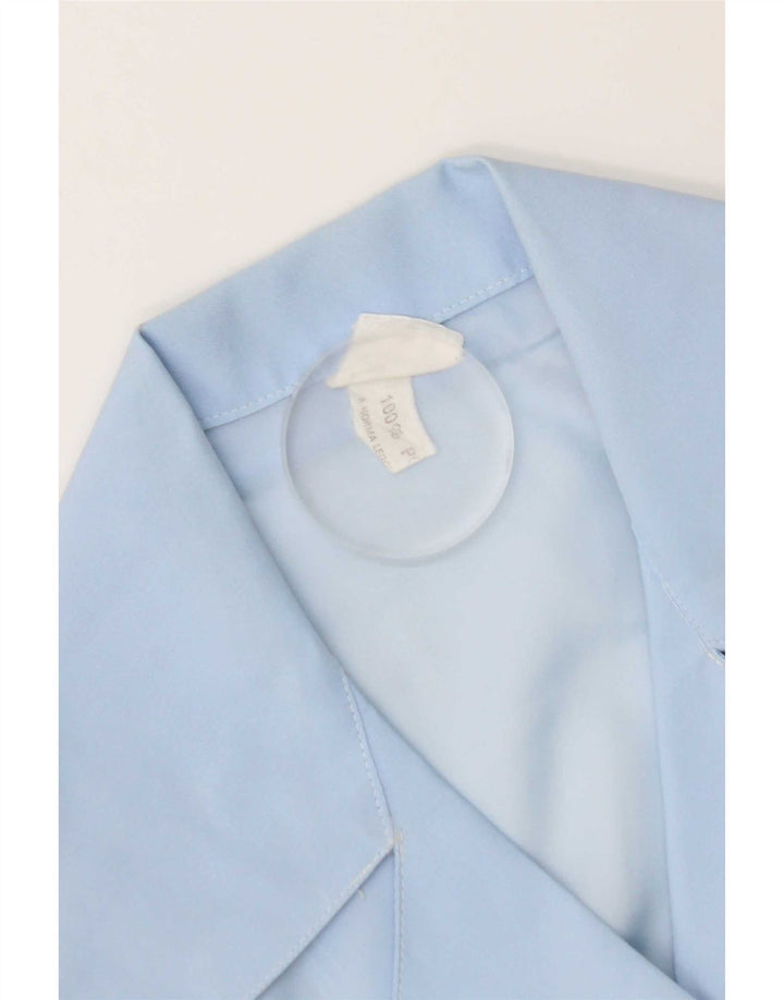 vintage Femme Chemise à manches courtes Blouse UK 14 Polyester Bleu Moyen