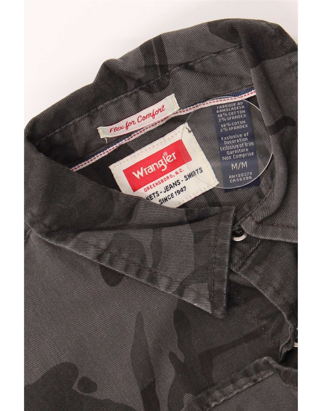 Wrangler Chemise Homme Gris Moyen Camouflage Coton