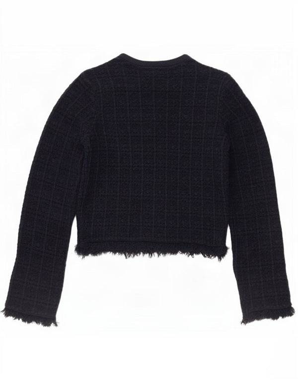 Marks & Spencer Cardigan court pour femme en coton à carreaux bleu marine UK 6 XS