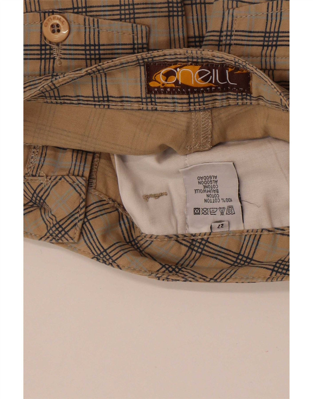 O'Neill Short Chino Femme W27 Petit Carreau Beige Coton