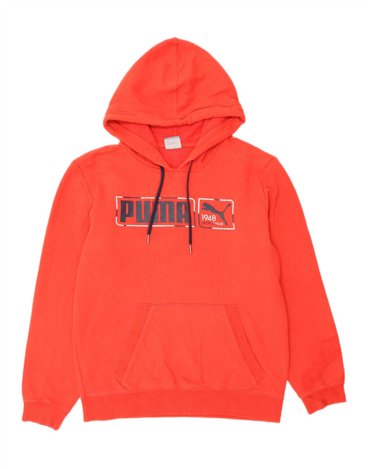 PUMA Mens Graphic Hoodie Jumper Small Red Cotton Vintage Puma and Second-Hand Puma from Messina Hembry 