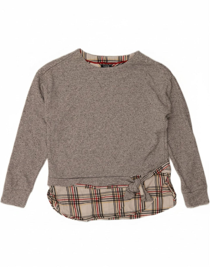 IZOD Womens Sweatshirt Jumper UK 10 Small Grey Flecked Cotton Vintage Izod and Second-Hand Izod from Messina Hembry 